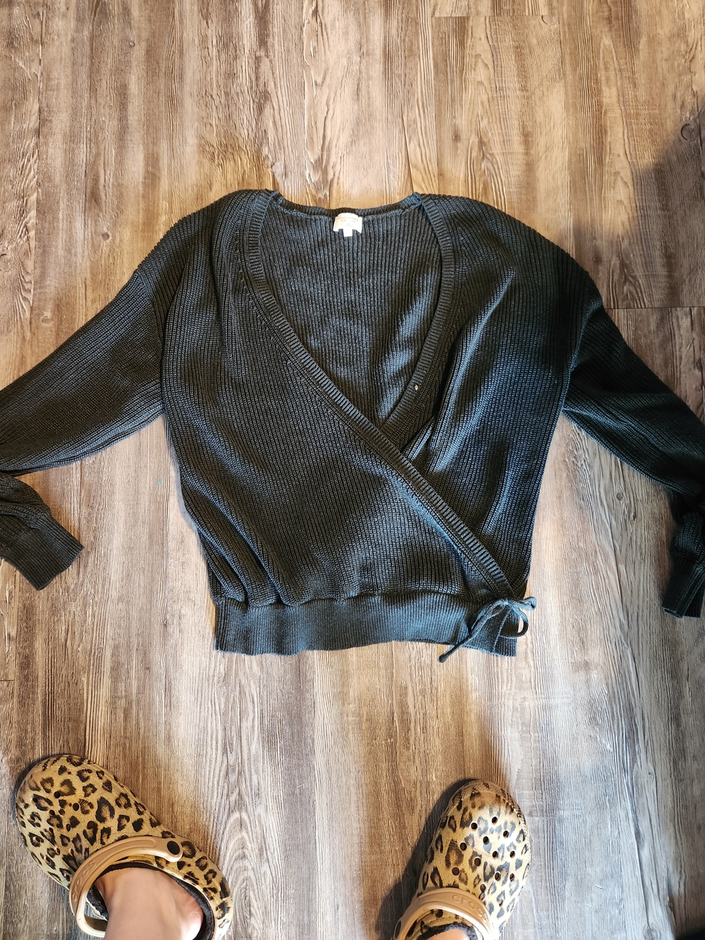 Gentle Fawn Black Ribbed Wrap V-Neck Sweater